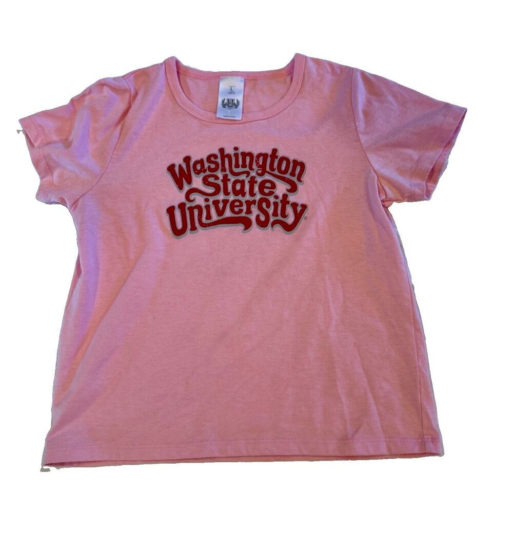 WSU Pink Crop Baby Tee Washington State University Official Campus Gear Women L